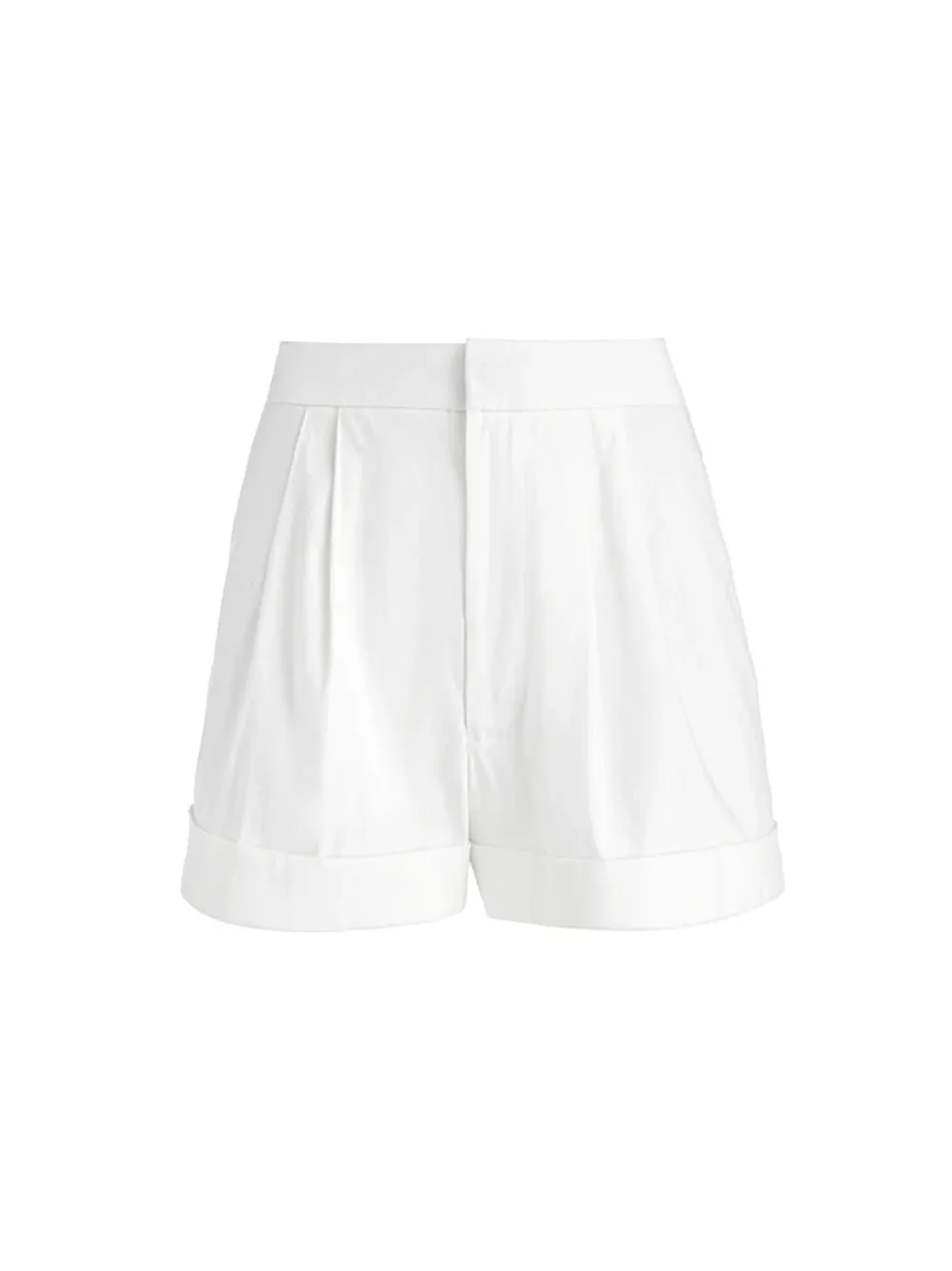 Alice   Olivia Conry Linen Pleated Cuff Short in Off White