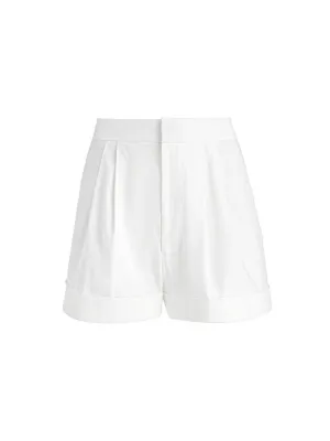 Alice   Olivia Conry Linen Pleated Cuff Short in Off White
