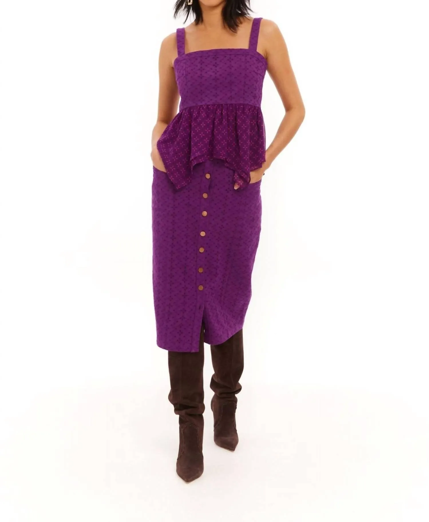 Allison New York - Eyelet Twill Amal Midi Skirt