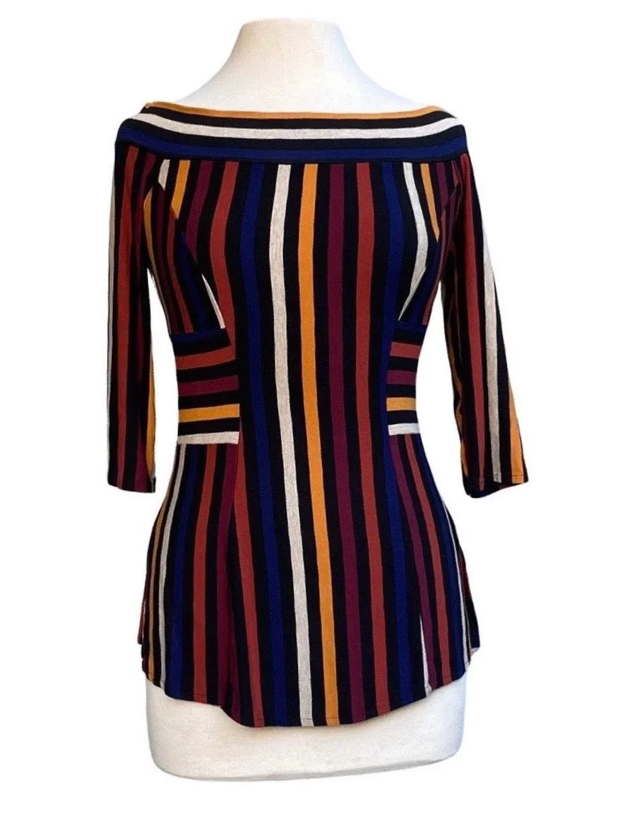 AMBER Off Shoulder Flared  Striped Top