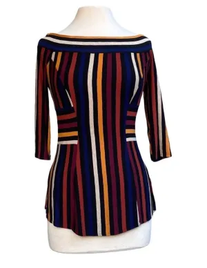 AMBER Off Shoulder Flared  Striped Top