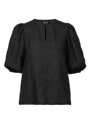 Anna Linen Top Black