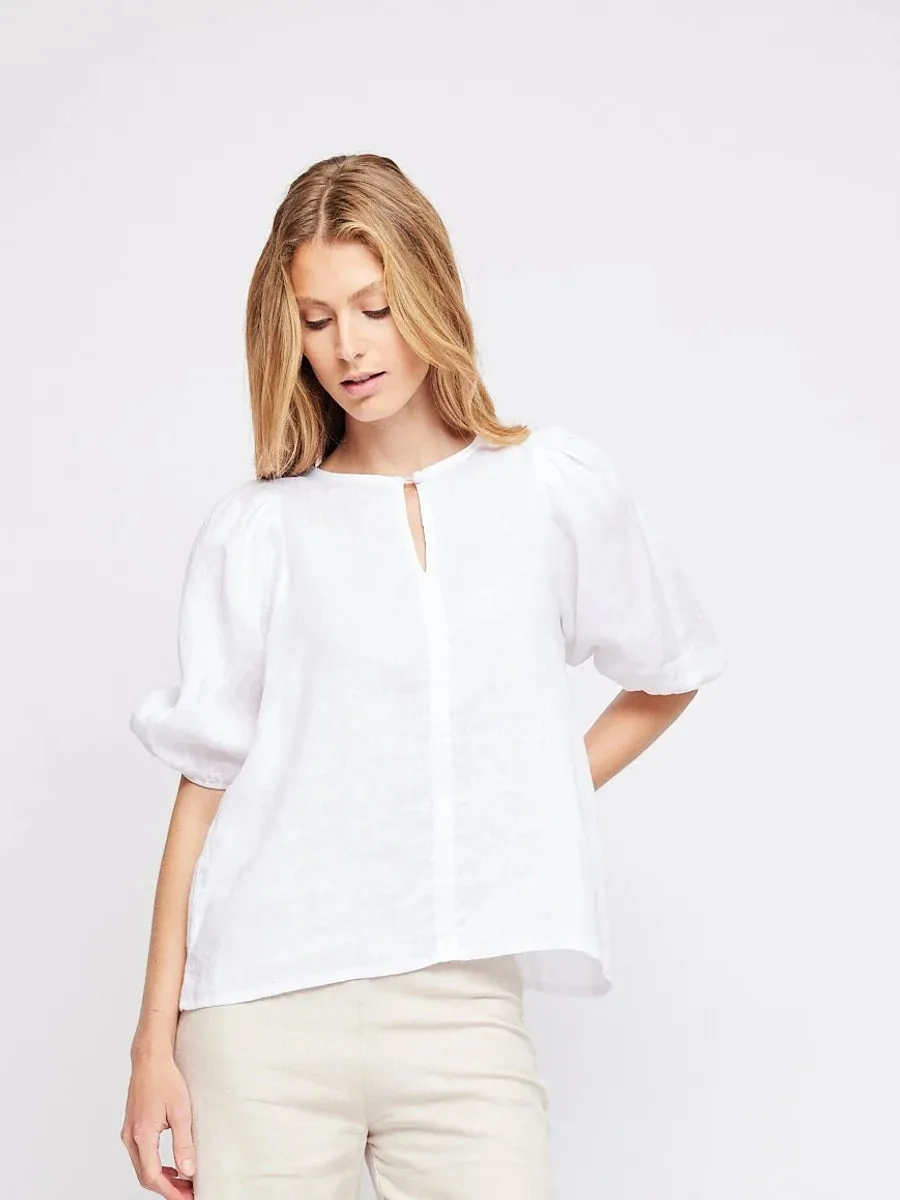 Anna Linen Top Black