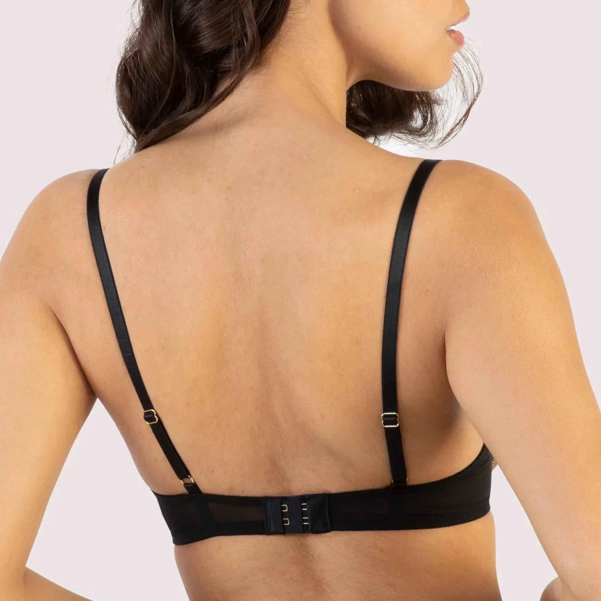 Anna Mystical Embroidered Plunge Bra In Black - Playful Promises
