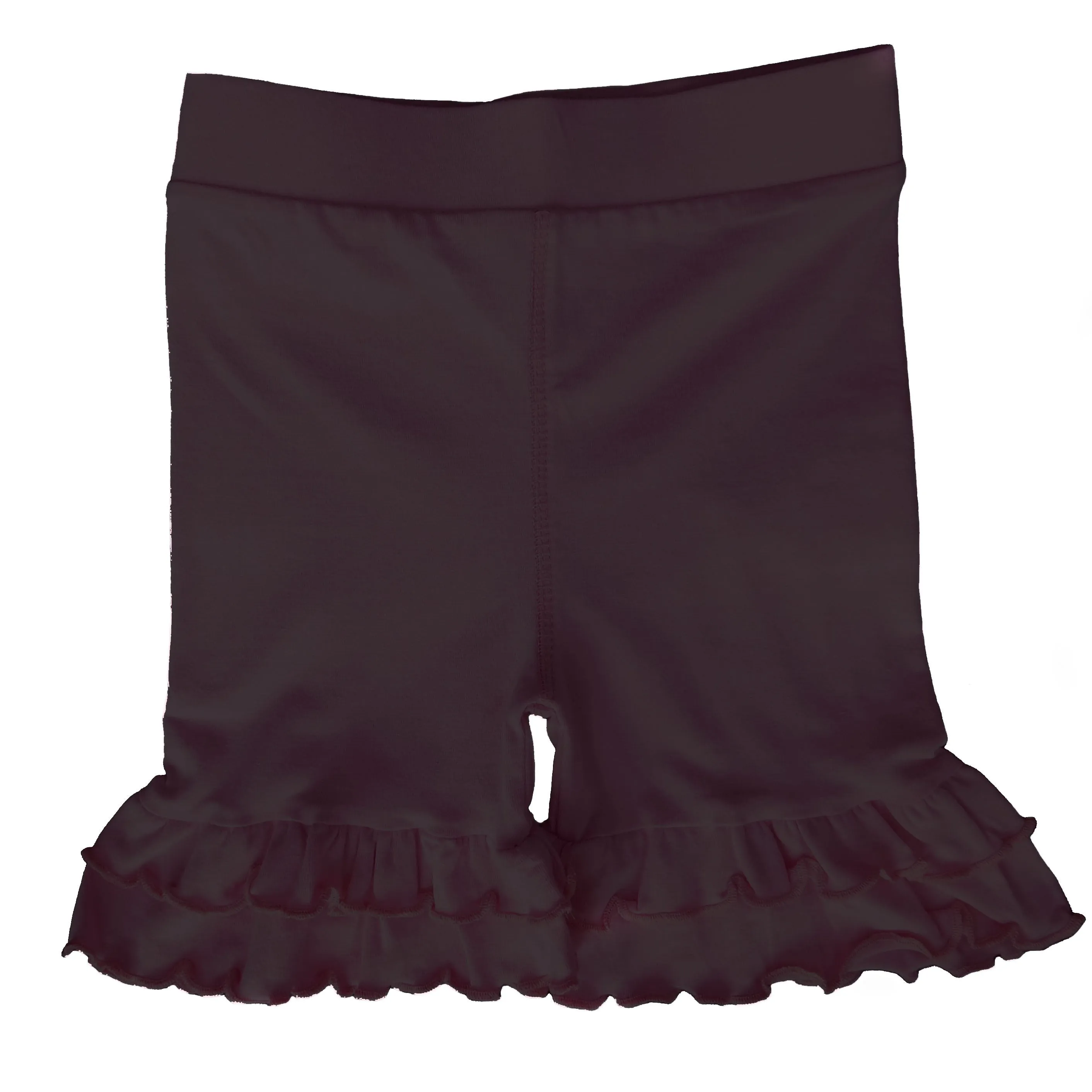 AnnLoren Girls Black Stretch Cotton Knit RuffleButts Shorts Baby/Toddler