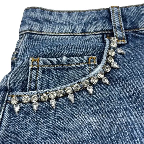 Anthropologie Pilcro Lover Embellished Denim Shorts Size 29