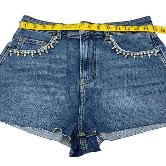 Anthropologie Pilcro Lover Embellished Denim Shorts Size 29