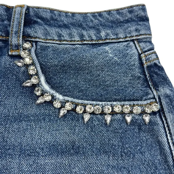Anthropologie Pilcro Lover Embellished Denim Shorts Size 29