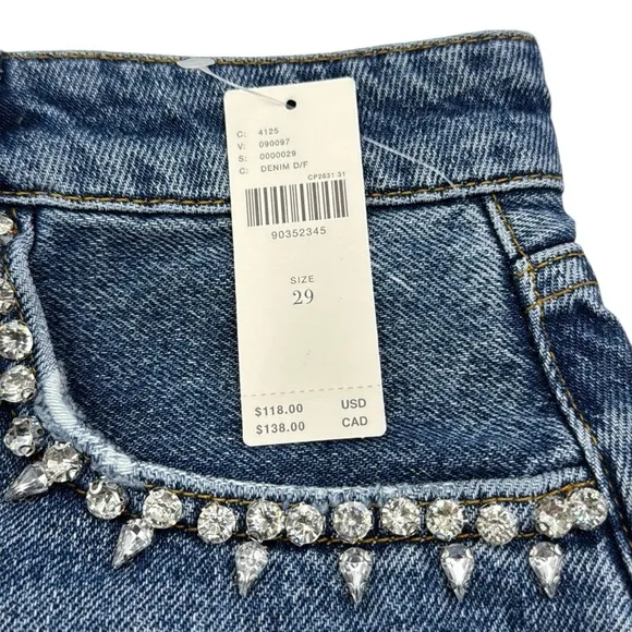 Anthropologie Pilcro Lover Embellished Denim Shorts Size 29