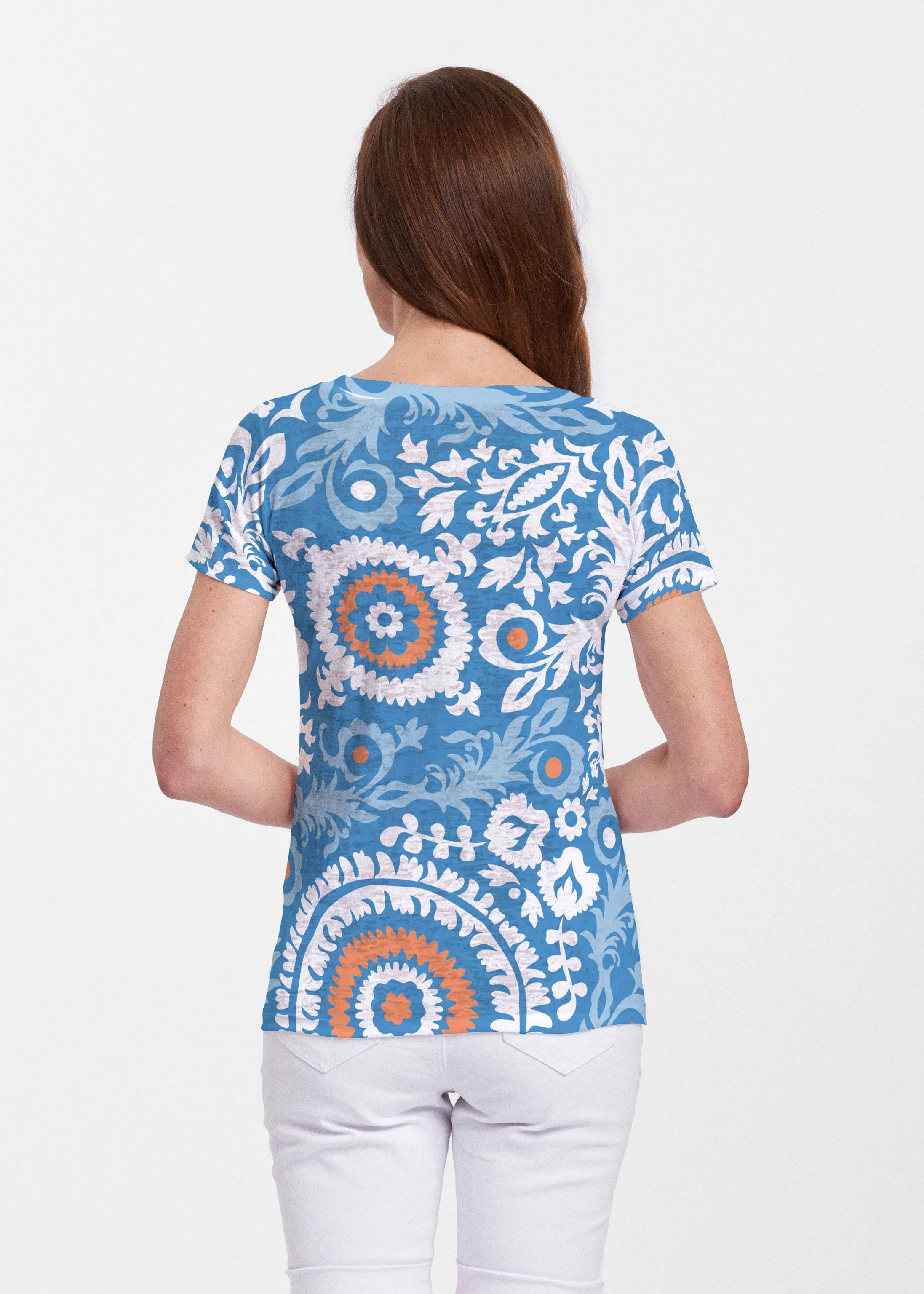 Archery Navy (14208) ~ Sheer Short Sleeve V-Neck Shirt