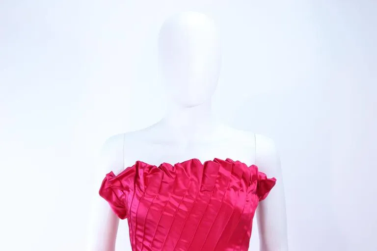 ARNOLD SCAASI Fuchsia Pintuck Draped Ball Gown Size 8-10