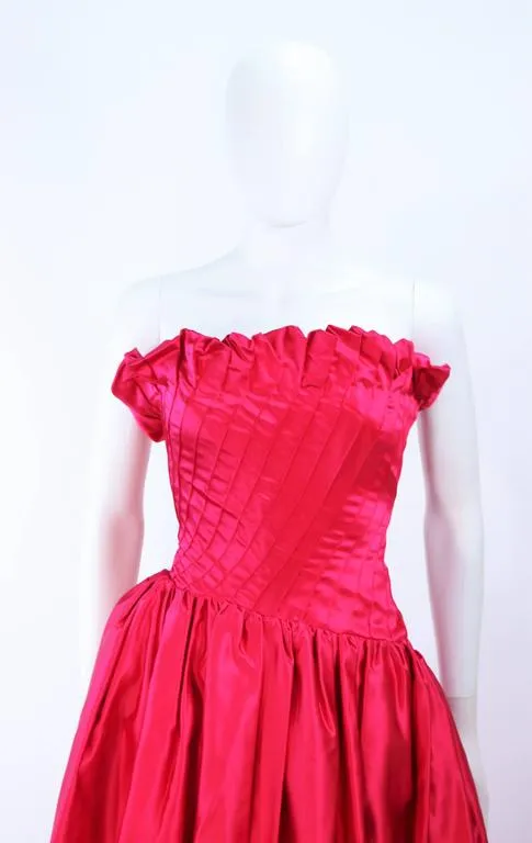ARNOLD SCAASI Fuchsia Pintuck Draped Ball Gown Size 8-10
