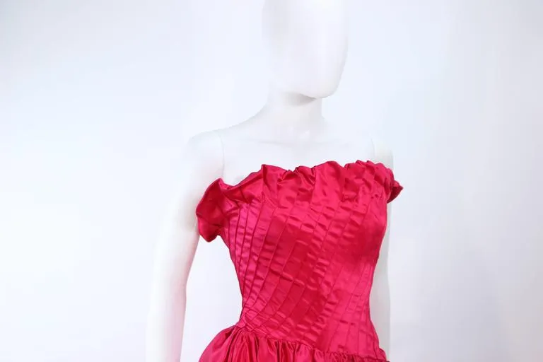 ARNOLD SCAASI Fuchsia Pintuck Draped Ball Gown Size 8-10