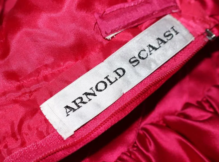 ARNOLD SCAASI Fuchsia Pintuck Draped Ball Gown Size 8-10