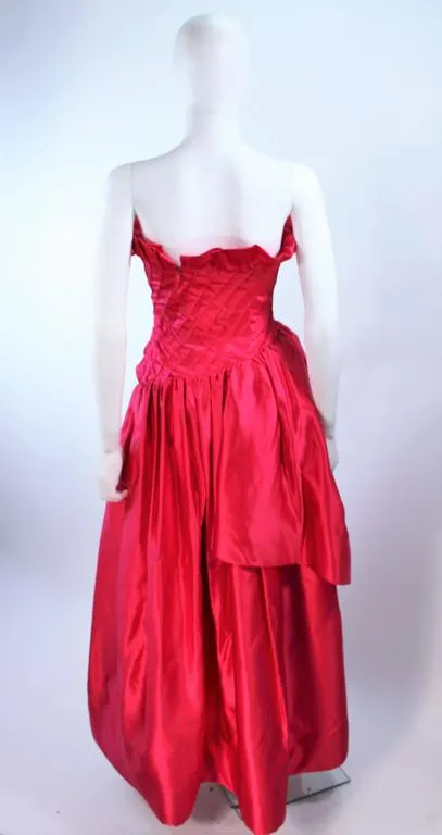 ARNOLD SCAASI Fuchsia Pintuck Draped Ball Gown Size 8-10