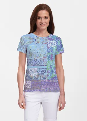 Aspen Aqua (19186) ~ Sheer Short Sleeve Crew Shirt