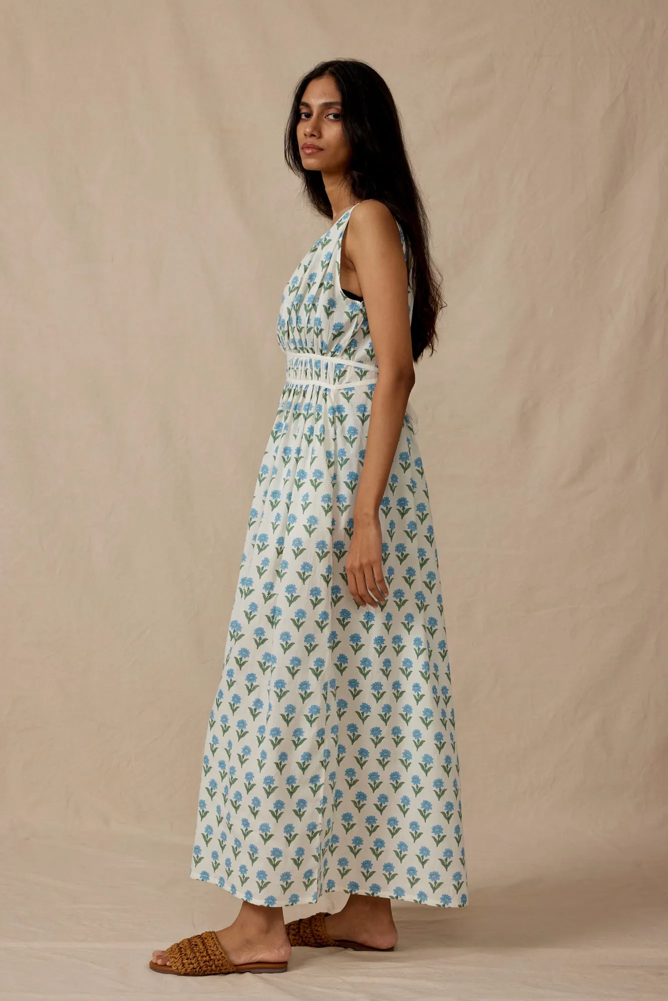 Athena Dress in Sky Kashmir Flower