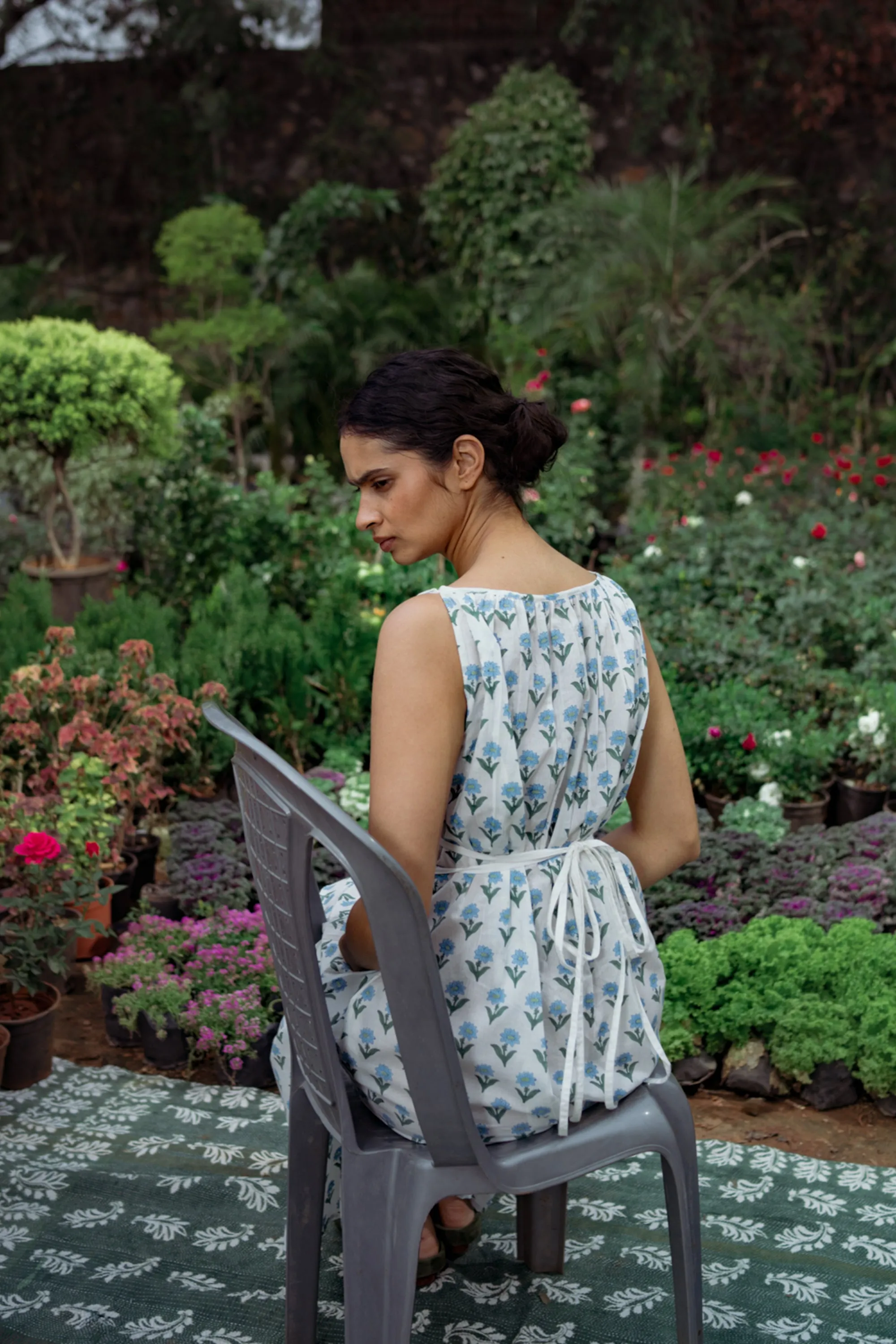Athena Dress in Sky Kashmir Flower
