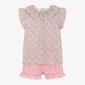 Babidu Gingham & Floral Shorts Two Piece Set