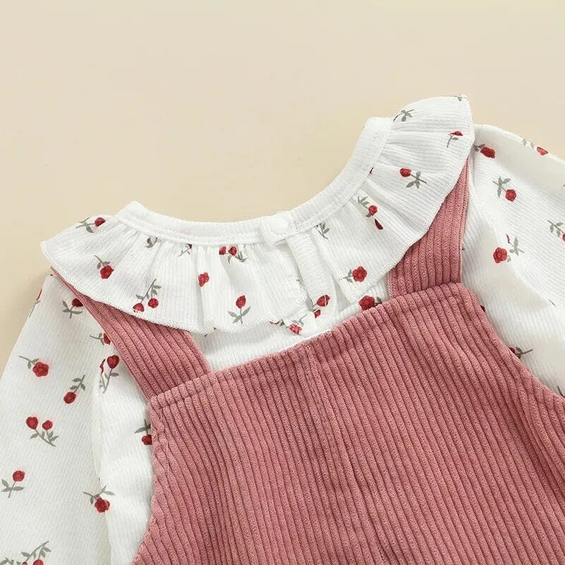 Baby Girl Floral Printed Romper Ruffled Dress