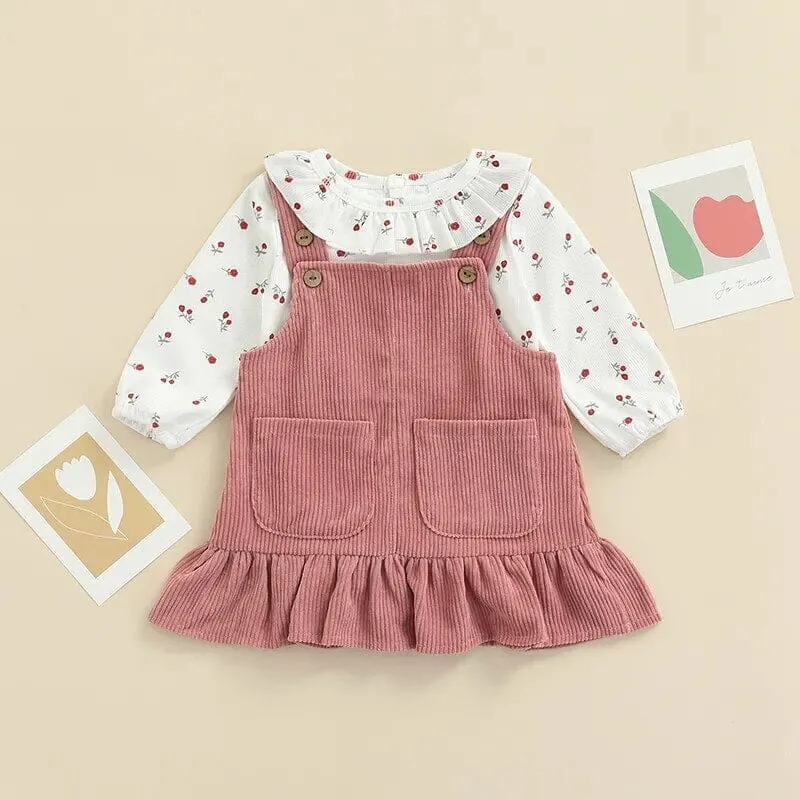 Baby Girl Floral Printed Romper Ruffled Dress