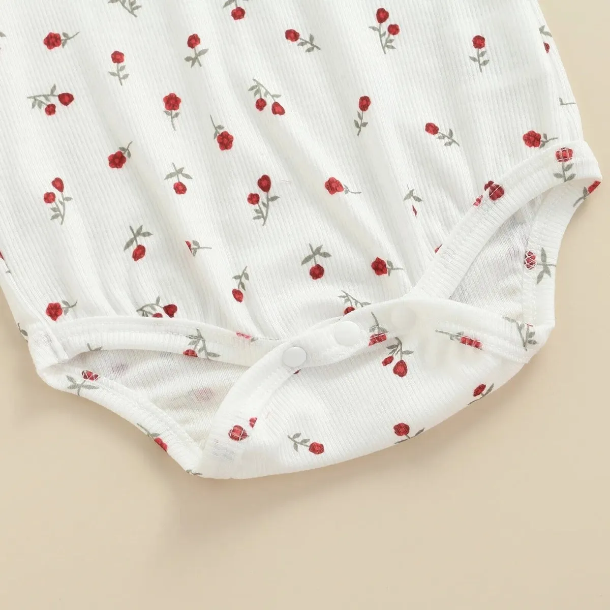 Baby Girl Floral Printed Romper Ruffled Dress