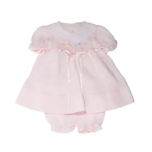 Baby Girls Pink Knit Dress Set with Bloomers Newborn