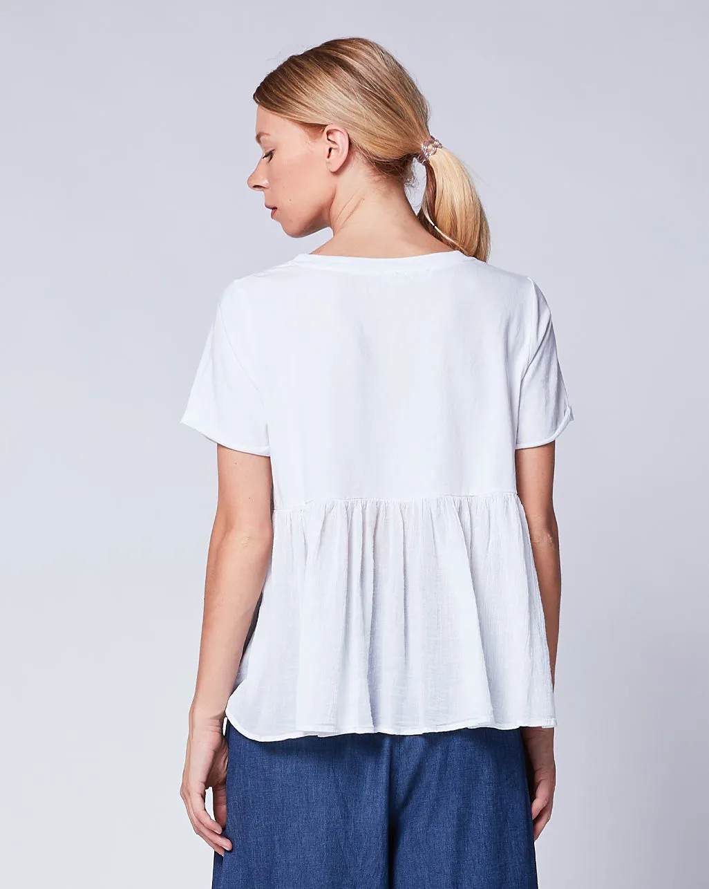 Back Ruffle Short Sleeve Tee