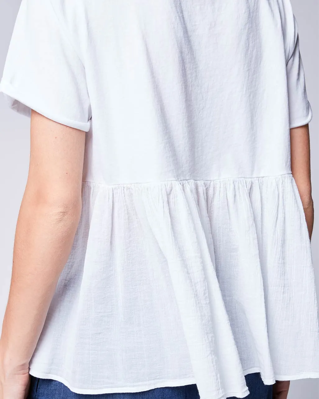 Back Ruffle Short Sleeve Tee