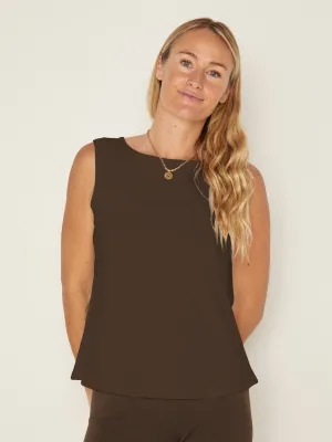 Bamboo Boat Neck Singlet - Cocoa