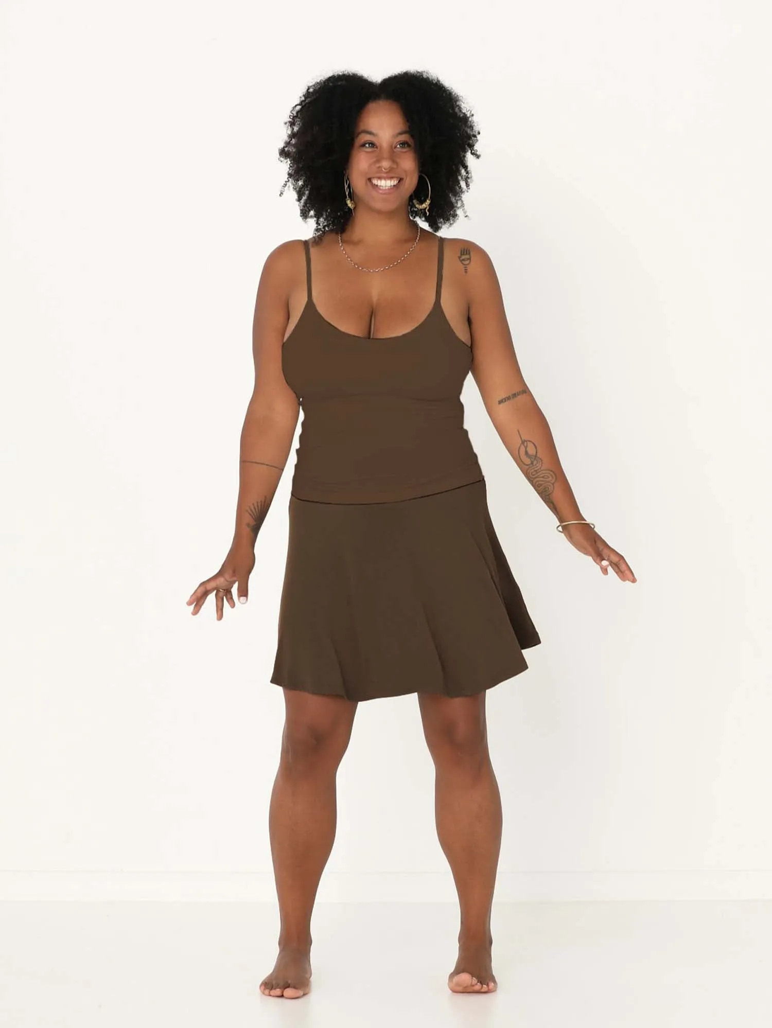 Bamboo Swishy Skirt Mini - Cocoa