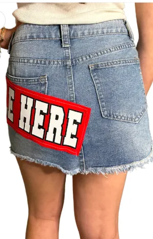 Banner Denim Mini Skirt