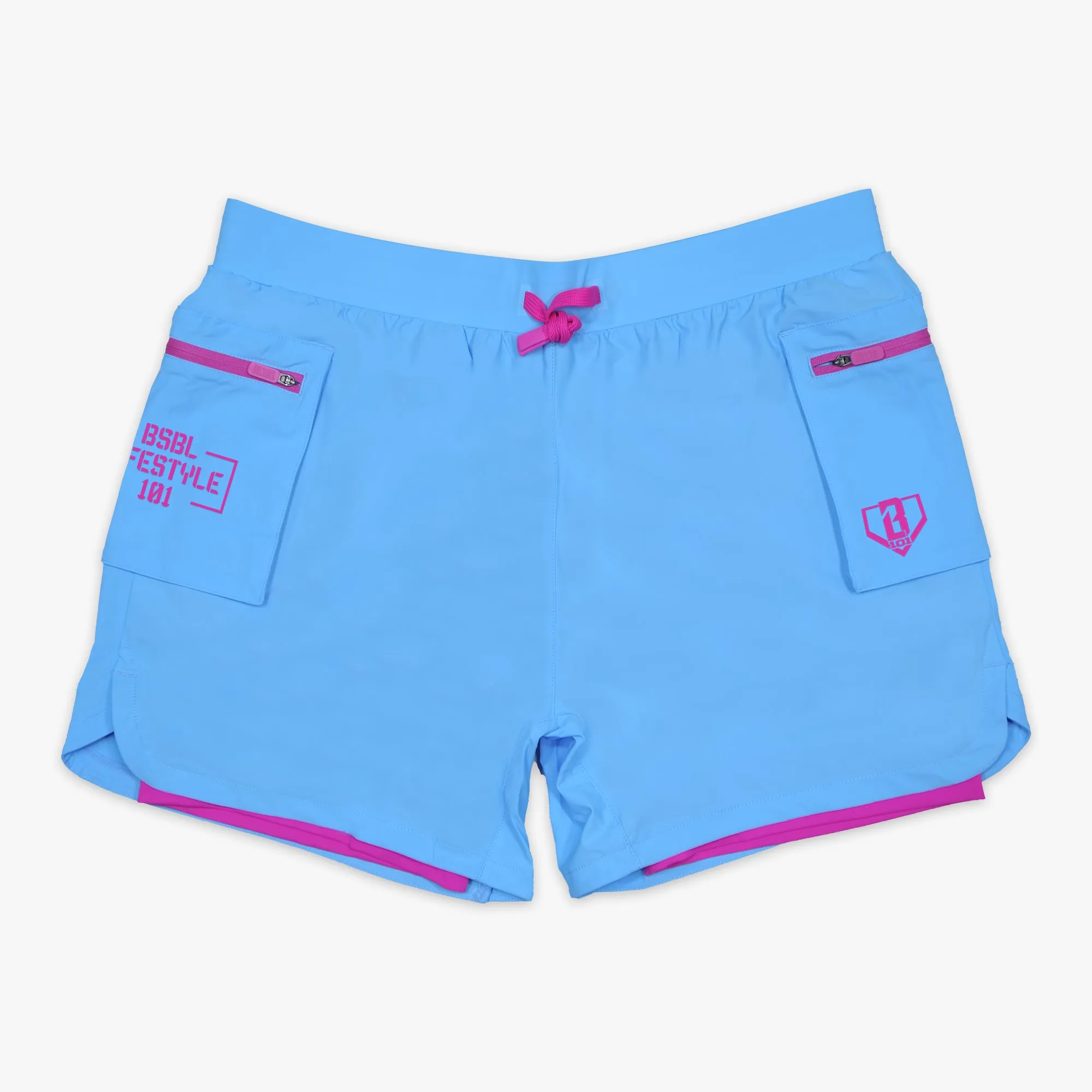 Batter's Box Cargo Youth Shorts with Liner - Cotton Candy Blue