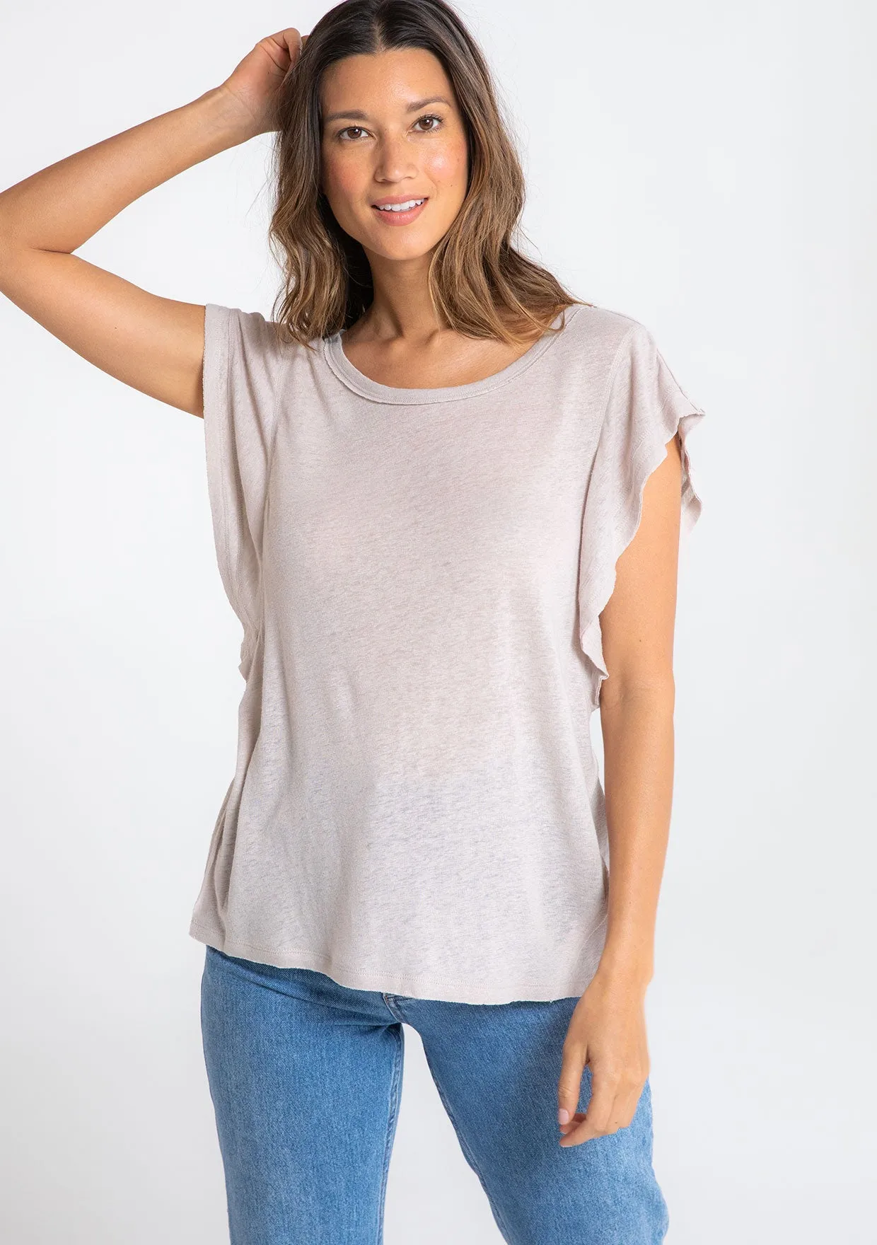 Bea Linen Ruffle Top