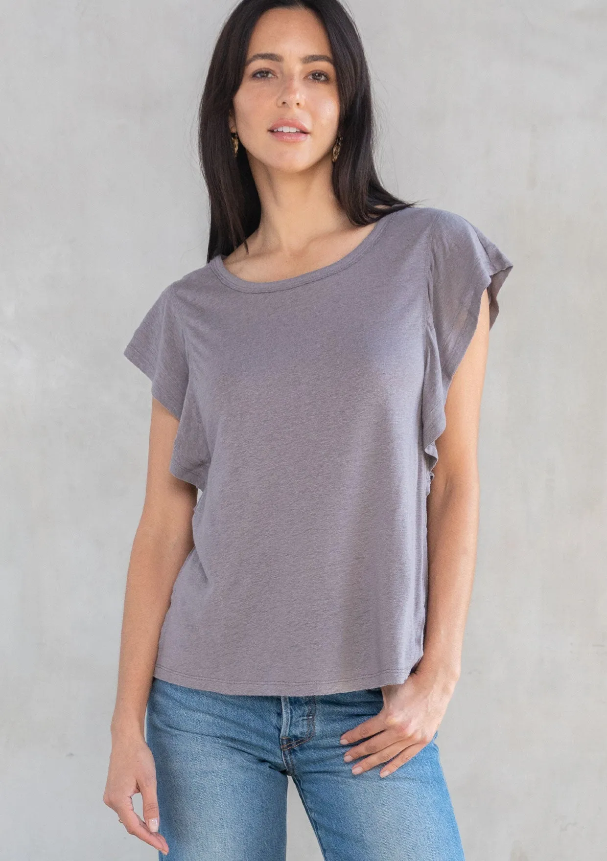 Bea Linen Ruffle Top