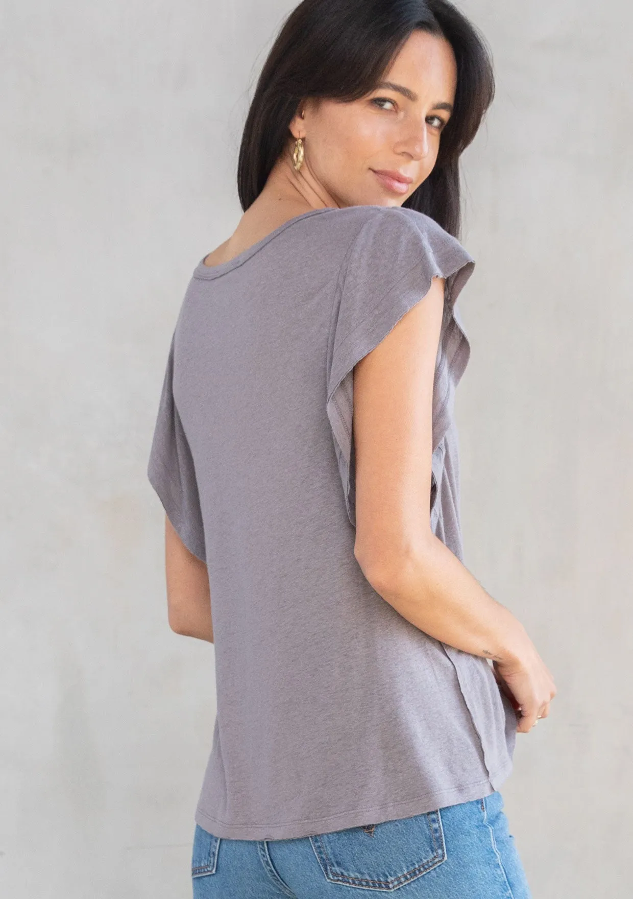 Bea Linen Ruffle Top