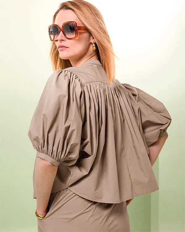 BEIGE COTTON LOOSE SHIRT
