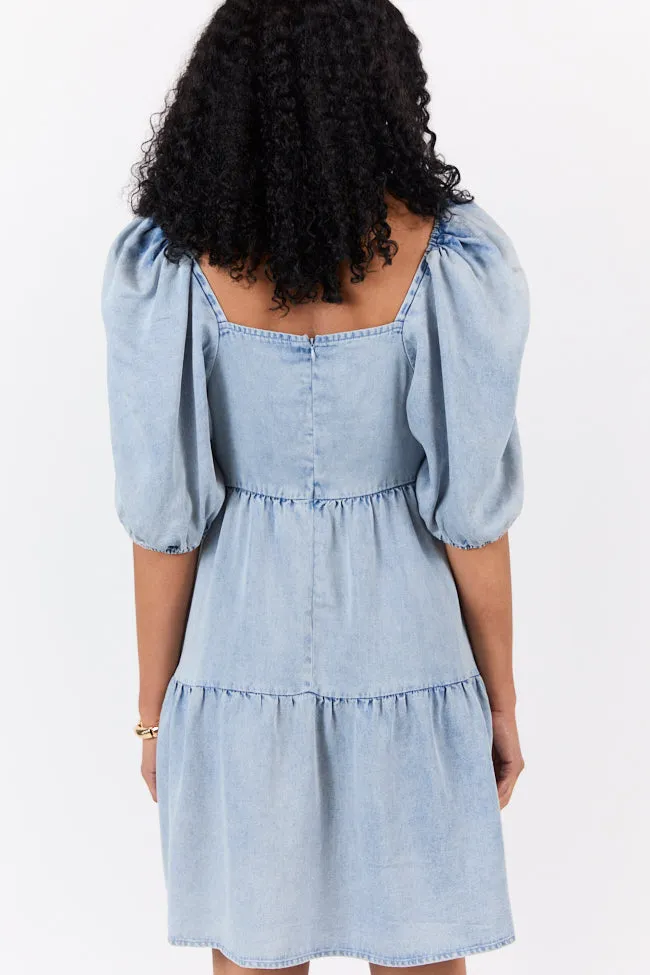 Believe Me Chambray V-neck Mini Dress