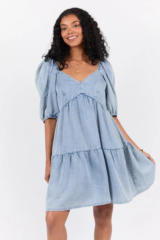 Believe Me Chambray V-neck Mini Dress