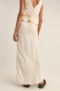 Bias Cut Maxi Skirt in White