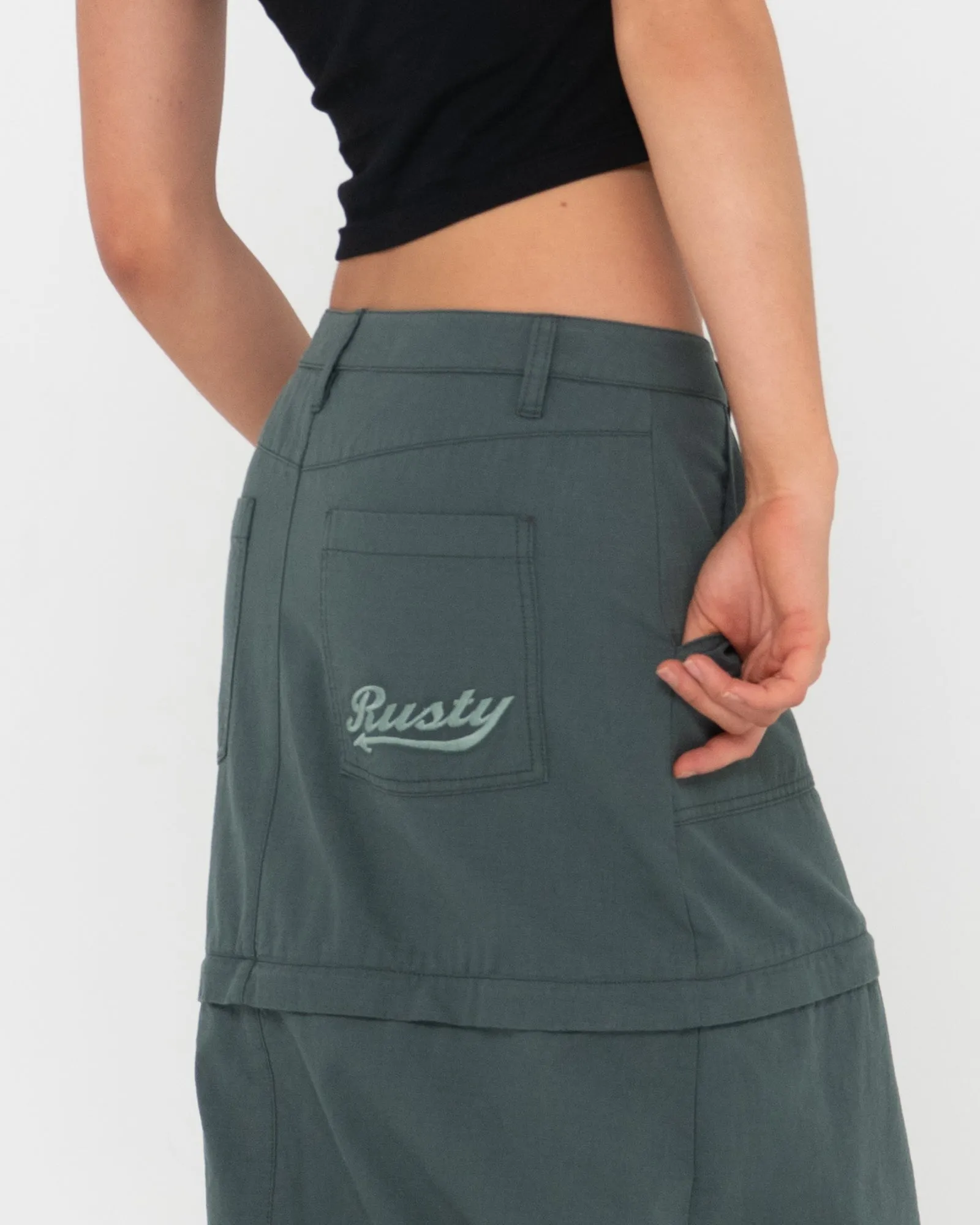 Billie Low Rise Ripstop Zip Off Maxi Skirt