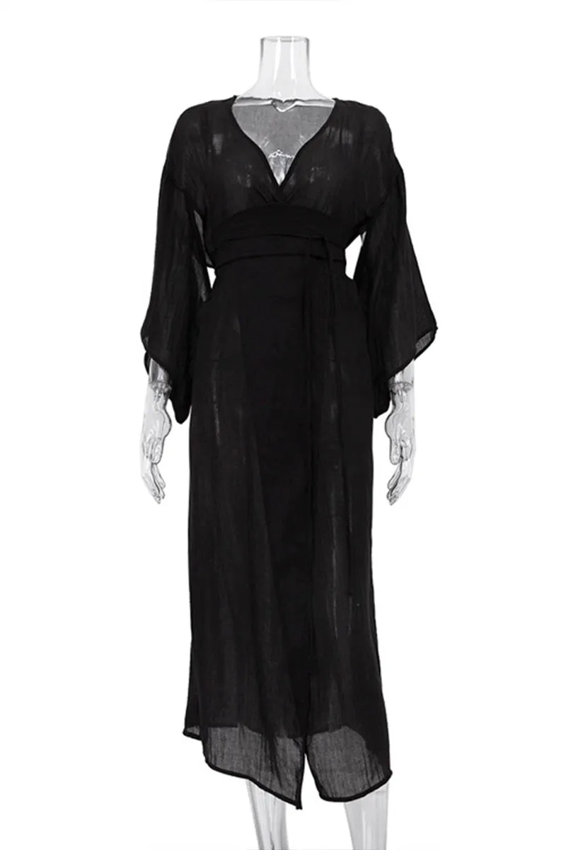 BK0397 Sheer Wrap Dress