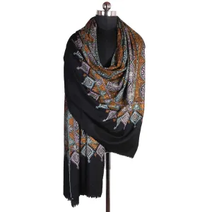 Black Base Full Jamawar Cashmere Pashmina Shawl