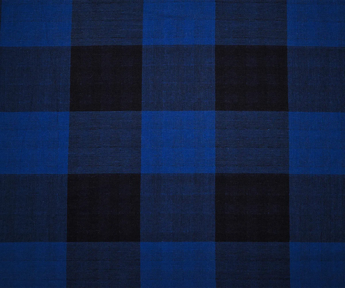 Black-Blue Famous Maker Cotton Check/Gingham Double Gauze Woven Fabric