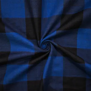 Black-Blue Famous Maker Cotton Check/Gingham Double Gauze Woven Fabric
