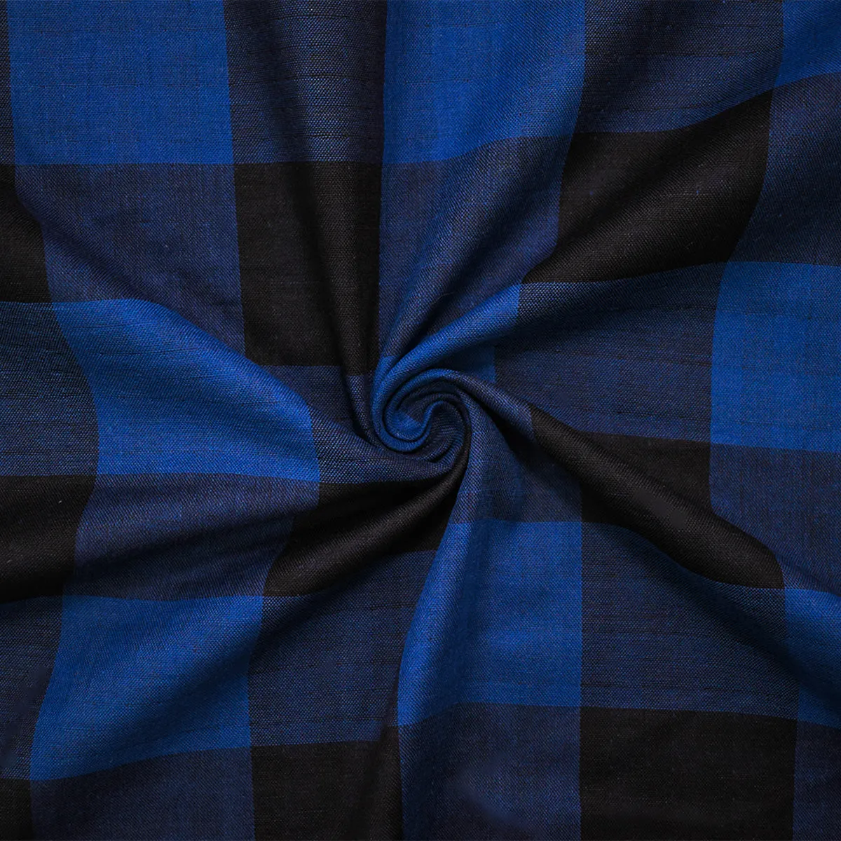 Black-Blue Famous Maker Cotton Check/Gingham Double Gauze Woven Fabric