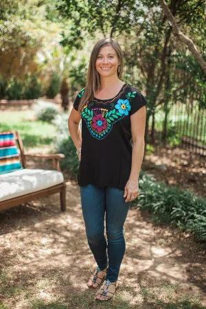 Black Blusa de Flores