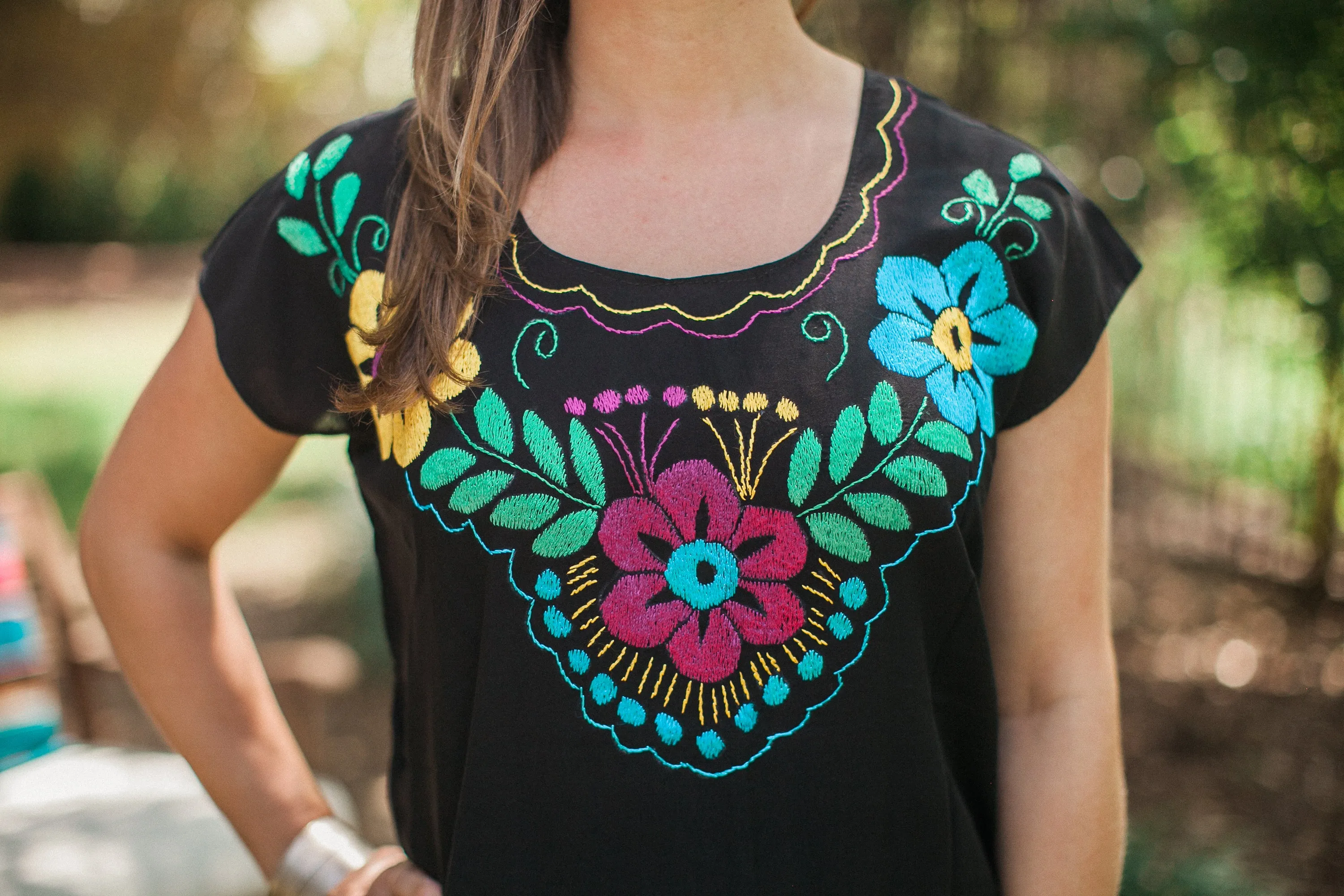 Black Blusa de Flores