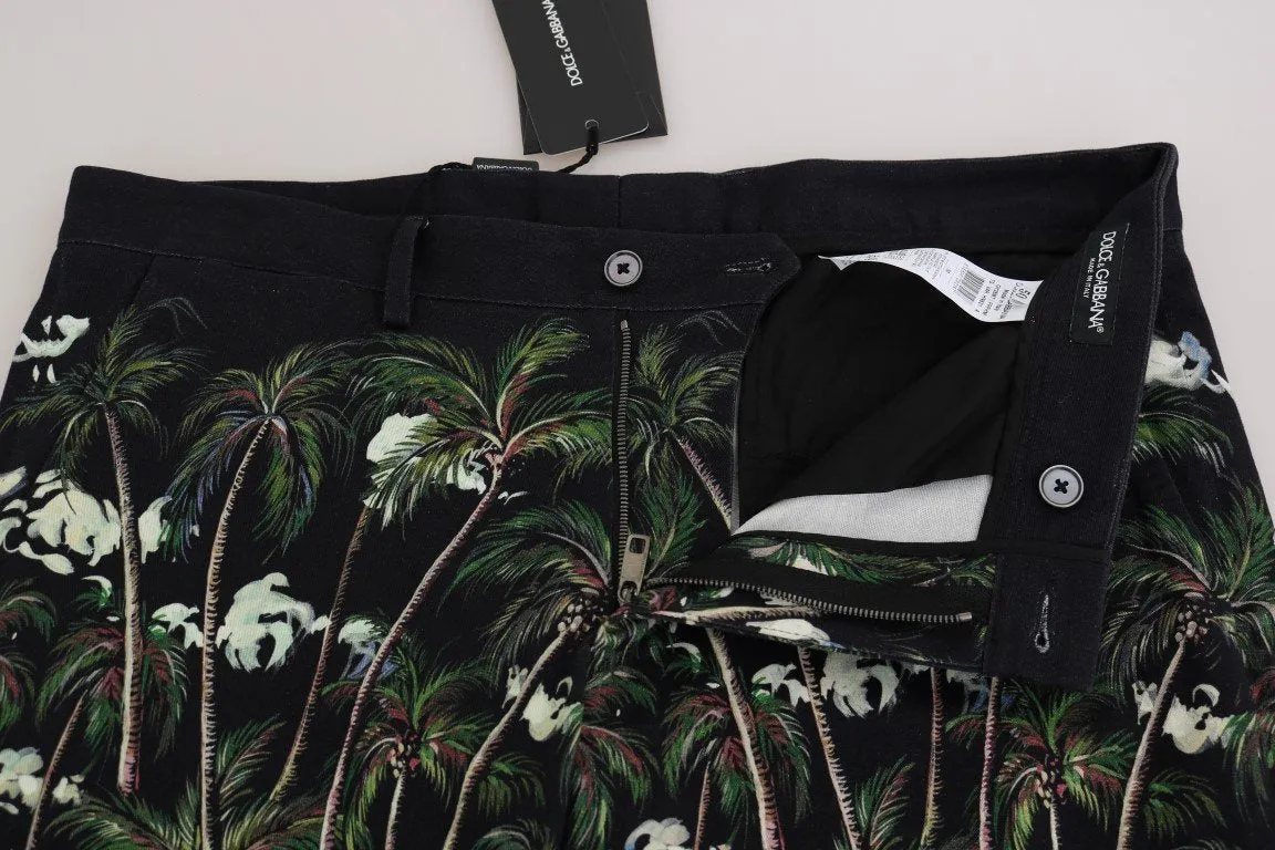 Black Cotton Volcano Print Shorts