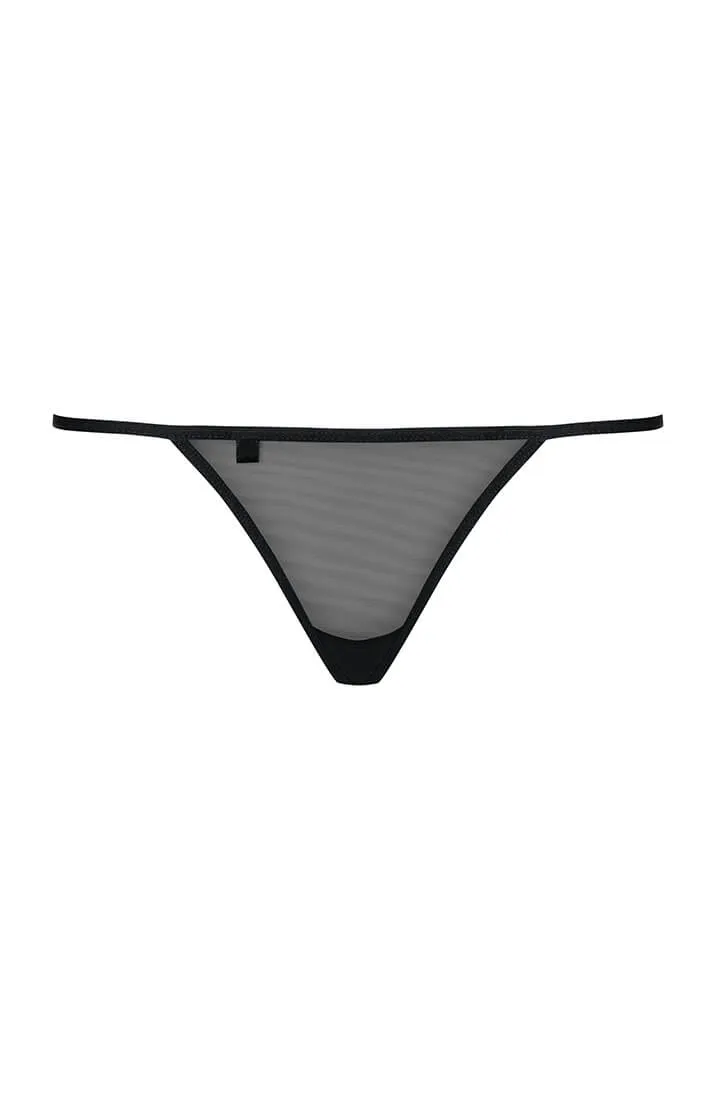 Black crotchless embroidery thong - Eu Te Amo